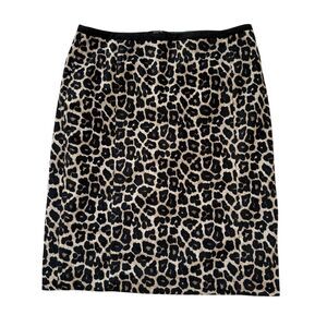Liz Claiborne Career Leopard Print Lined Midi Skirt Staight Women's Size 8